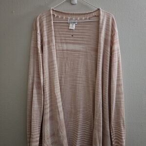 Ladies Creation L Light Pink Open-Front Lightweight Cardigan Sweater Sz 14